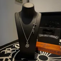 Chrome Hearts Classic Retro Skull Dice Pendant Cross Necklace