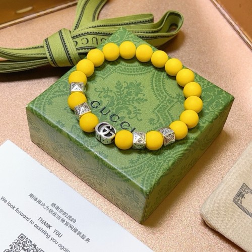 Gucci Unisex Vintage Double G Yellow Agate Matte Bead Bracelet 18-24 CM