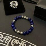 Chrome Hearts Classic Retro Lapis Stone Cross Scout Flower Bracelet