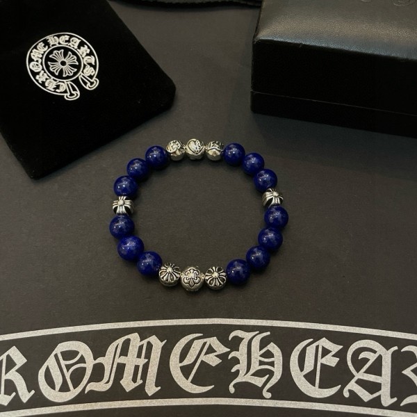 Chrome Hearts Classic Retro Lapis Stone Cross Scout Flower Bracelet
