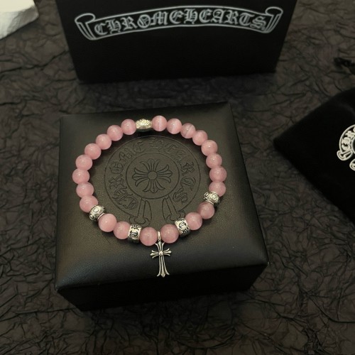 Chrome Hearts Classic Retro Multi Element Pink Cat Eye Stone Bracelet