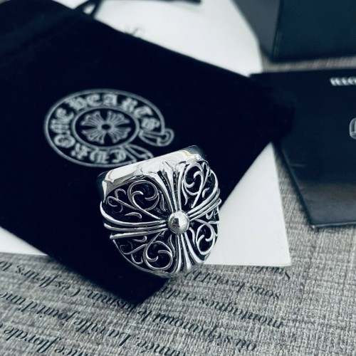 Chrome Hearts Retro Cross Wide Edition Ancient Silver Ring Couple Pair Ring