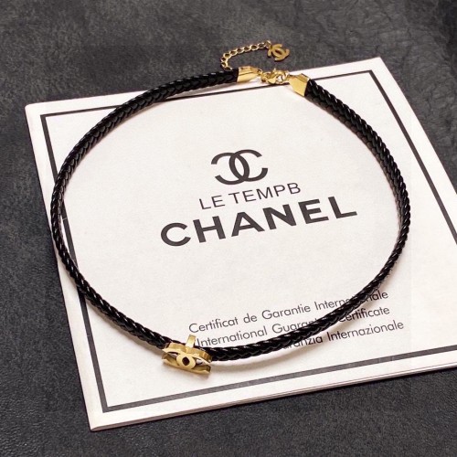 Chanel New Personalized Double C Leather Collar Collar Necklace