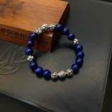 Chrome Hearts Classic Retro Lapis Stone Cross Scout Flower Bracelet