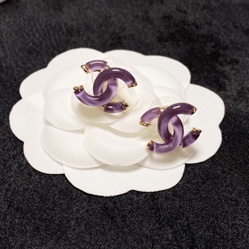 Chanel New Fashion Light Purple Crystal Clear Earrings