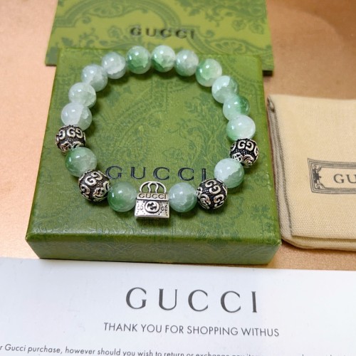 Gucci Couple New Retro Personalized Double G Green Crystal Bracelet 16-24 CM