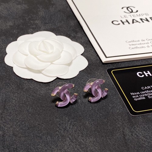 Chanel New Fashion Light Purple Crystal Clear Earrings