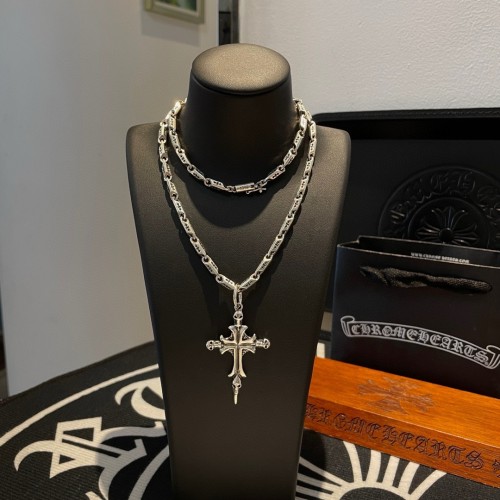 Chrome Hearts Classic Retro Cross Skull Pendant Necklace