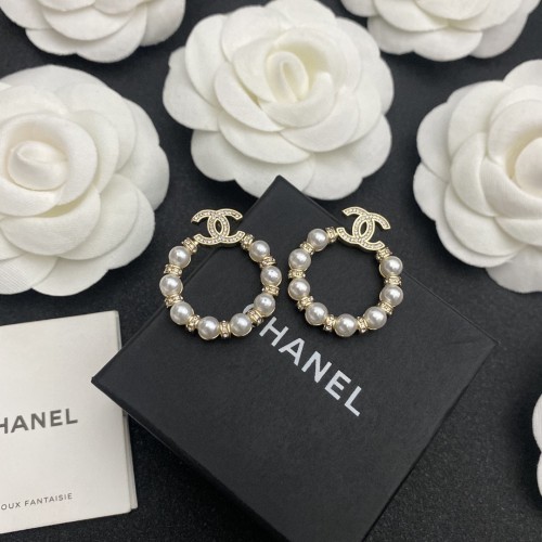 Chanel New Fashion Pearl Ring Letter Earrings
