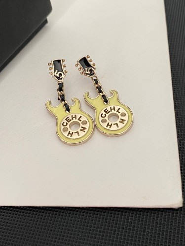 Chanel New Fashion Avocado Green Guitar Earrings
