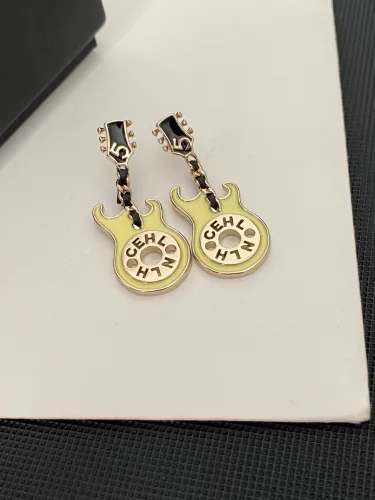 Chanel New Fashion Avocado Green Guitar Earrings