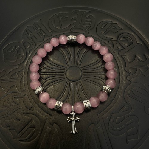 Chrome Hearts Classic Retro Multi Element Pink Cat Eye Stone Bracelet