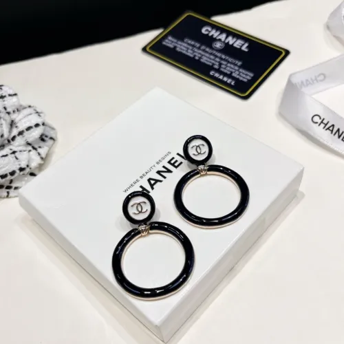 Chanel New Fashion Black and White Enamel Double C Large Circle Earrings