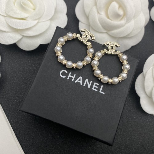 Chanel New Fashion Pearl Ring Letter Earrings