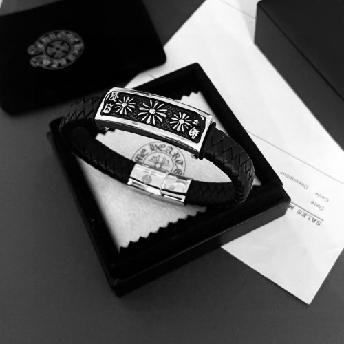 Chrome Hearts Couple Classic Leather Rope Cross Flower Bracelet
