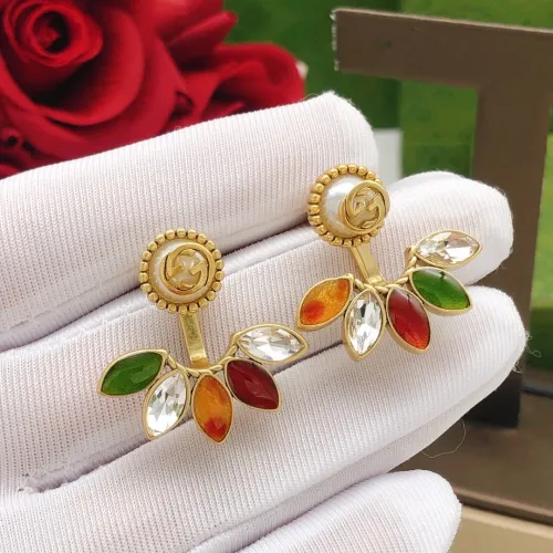 Gucci Fashion Versatile Horse Eye Color Diamond Flower Earrings