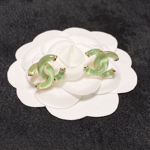 Chanel New Fashion Light Green Crystal Clear Earrings