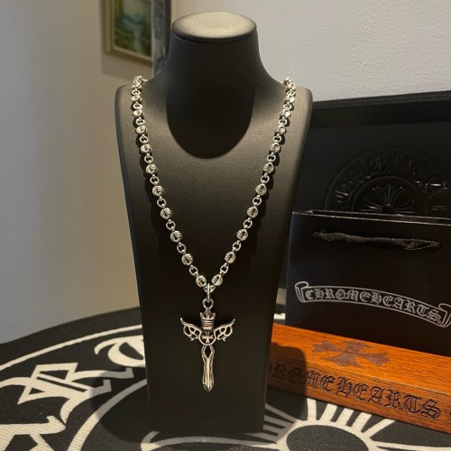 Chrome Hearts Retro Cross Wing Pendant Necklace