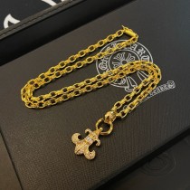 Chrome Hearts Classic Gold Diamond Set Letter Pendant Necklace