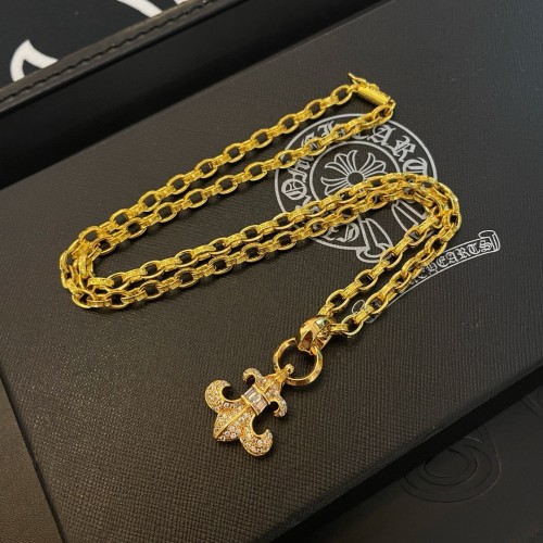 Chrome Hearts Classic Gold Diamond Set Letter Pendant Necklace