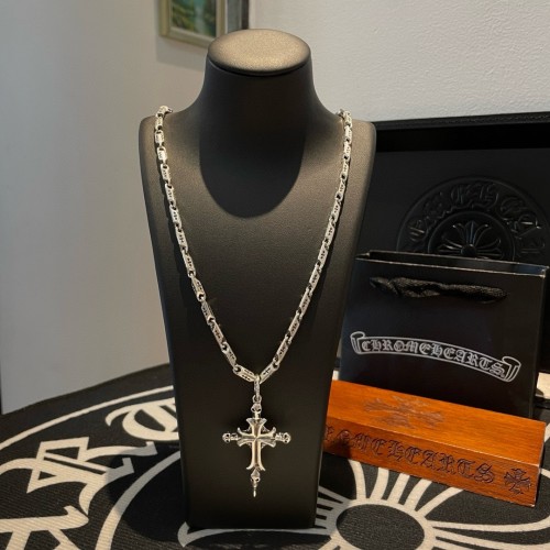 Chrome Hearts Classic Retro Cross Skull Pendant Necklace