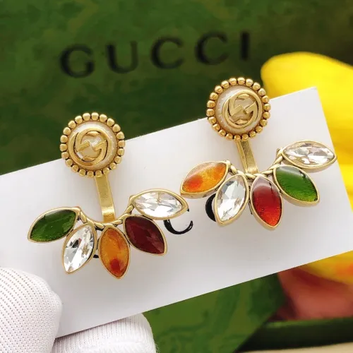 Gucci Fashion Versatile Horse Eye Color Diamond Flower Earrings