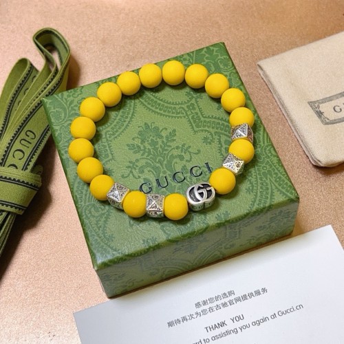 Gucci Unisex Vintage Double G Yellow Agate Matte Bead Bracelet 18-24 CM
