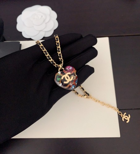 Chanel New Colorful Love Black Leather Necklace