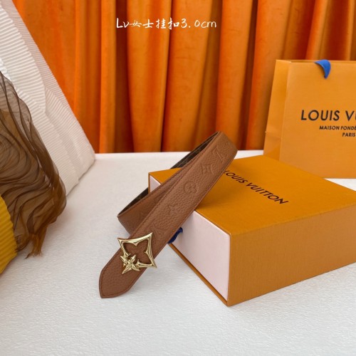 Louis Vuitton Women's Fashion Lychee Pattern Embossed Belt 30MM