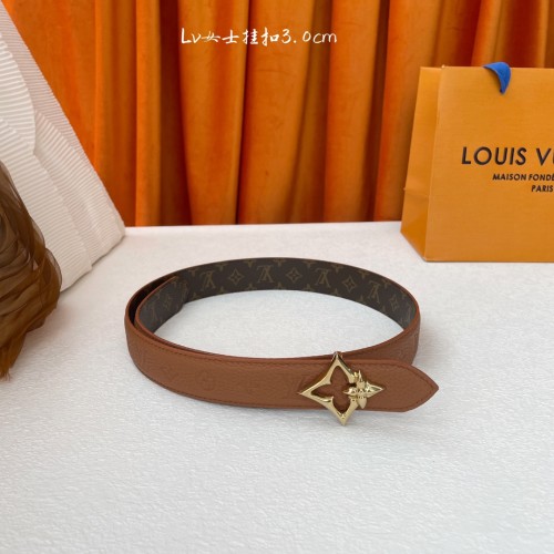 Louis Vuitton Women's Fashion Lychee Pattern Embossed Belt 30MM