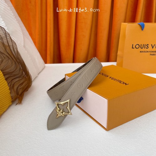 Louis Vuitton Women's Fashion Lychee Pattern Embossed Belt 30MM