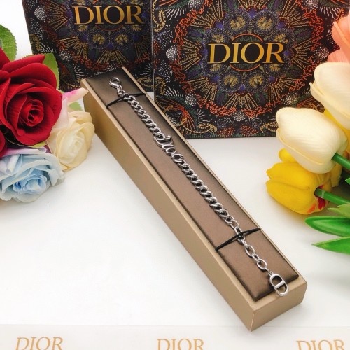 Dior New Classic Silver Smooth Letter Necklace Bracelet