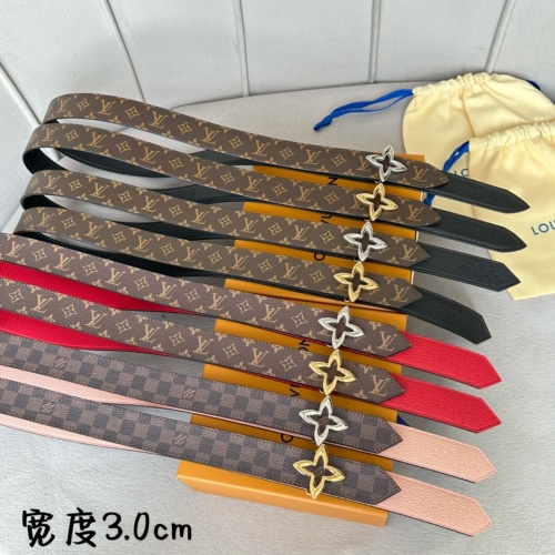 Louis Vuitton Women's Fashion Embossed Double sided Leather Belt 30MM