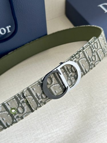 Dior Classic Dark Grey Oblique Printed Double Sided Belt 35MM
