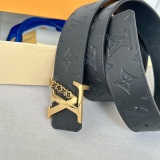 Louis Vuitton Classic Casual Embossed Double Sided Leather Belt 40MM