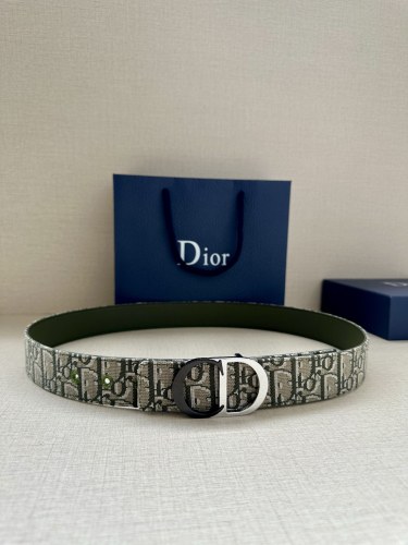 Dior Classic Dark Grey Oblique Printed Double Sided Belt 35MM