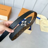 Louis Vuitton Women's Fashion Embossed Double sided Leather Belt 30MM