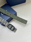 Dior Classic Dark Grey Oblique Printed Double Sided Belt 35MM