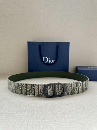 Dior Classic Dark Grey Oblique Printed Double Sided Belt 35MM