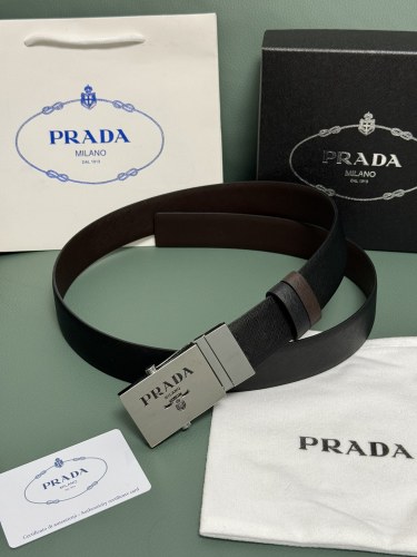 Prada Classic Luxury Double Sided Leather Belt 34MM