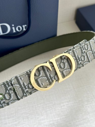 Dior Classic Dark Grey Oblique Printed Double Sided Belt 35MM