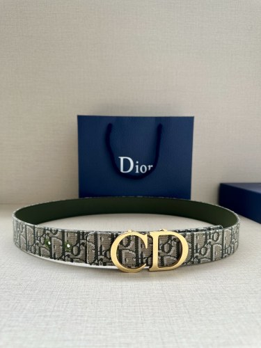 Dior Classic Dark Grey Oblique Printed Double Sided Belt 35MM