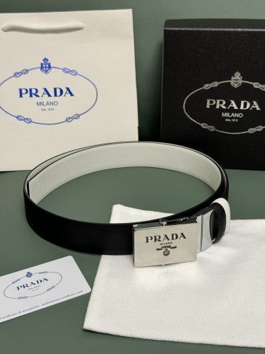 Prada Classic Luxury Double Sided Leather Belt 34MM