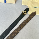 Louis Vuitton Women's Fashion Embossed Double sided Leather Belt 30MM