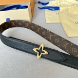 Louis Vuitton Women's Fashion Embossed Double sided Leather Belt 30MM
