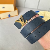 Louis Vuitton Classic Casual Embossed Double Sided Leather Belt 40MM