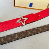 Louis Vuitton Women's Fashion Embossed Double sided Leather Belt 30MM