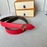 Louis Vuitton Women's Fashion Embossed Double sided Leather Belt 30MM
