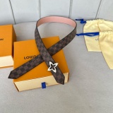 Louis Vuitton Women's Fashion Embossed Double sided Leather Belt 30MM