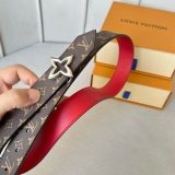 Louis Vuitton Women's Fashion Embossed Double sided Leather Belt 30MM